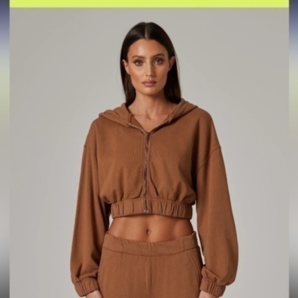Talentless WOMENS ZIP CROP brown JACKET size Medium M